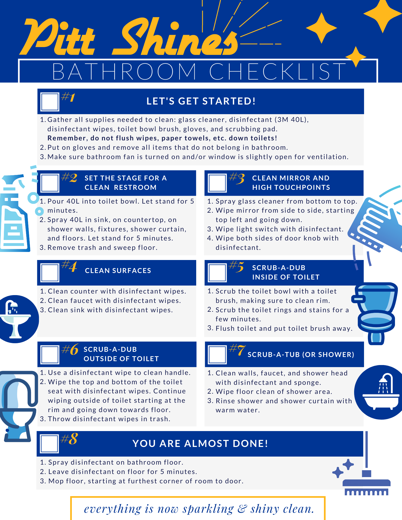 pitt shines bathroom cleaning checklist 