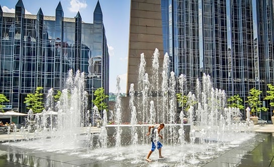 Fountain downtown in Market Square, Pittsburgh