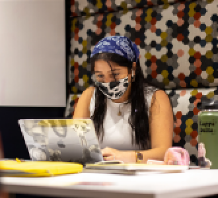 Student using her laptop