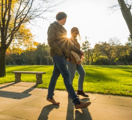 Students walking outside