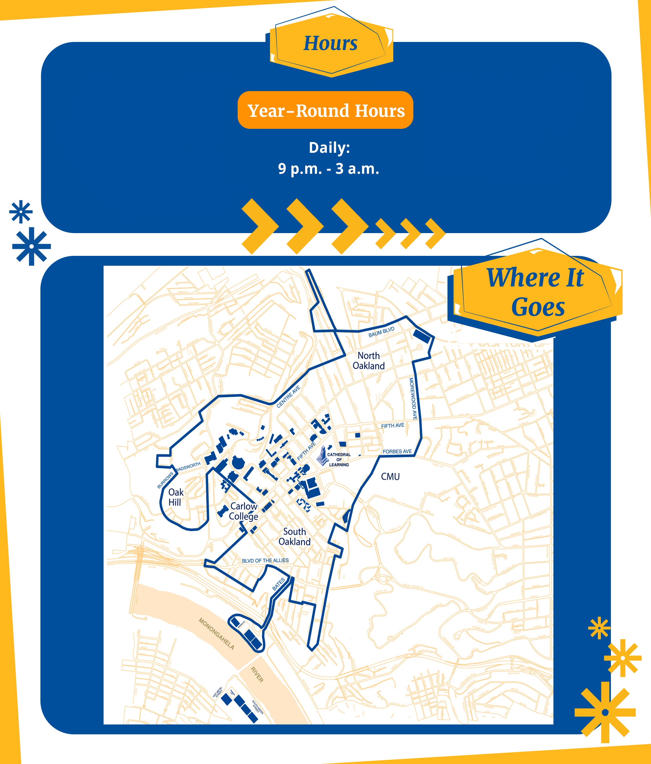 Saferider boundaries map in Pittsburgh, PA