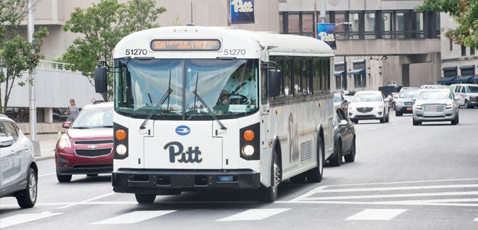 An upper campus Pitt Shuttle.